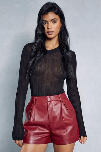 Womens Leather Look Pleated Shorts - - 10 - MISSPAP - Modalova
