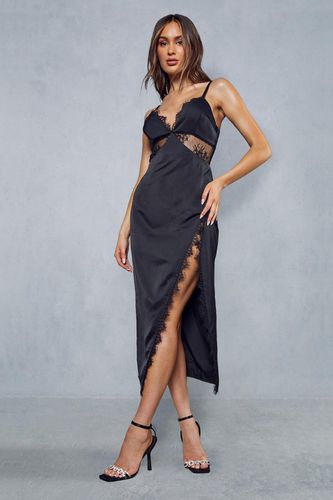 Womens Lexi Satin Lace Split Leg Midi Dress - - 6 - MISSPAP - Modalova