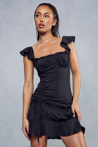 Womens Frill Detail Ruched Mini Dress - - 16 - MISSPAP - Modalova