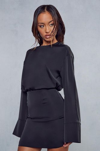 Womens Premium Satin Drop Shoulder Top & Skirt Co-ord - - 8 - MISSPAP - Modalova