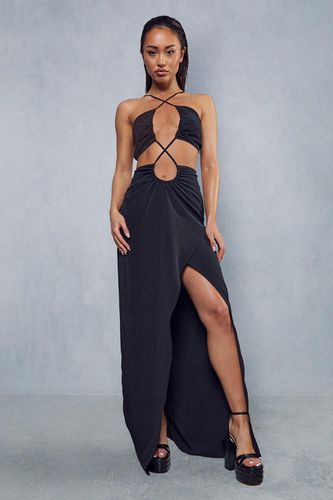 Womens Textured Linen Strappy Maxi Dress - - 16 - MISSPAP - Modalova