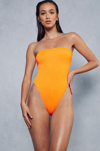 Womens High Leg Crinkle Bandeau Swimsuit - - 10 - MISSPAP - Modalova