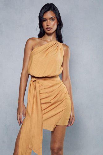 Womens Textured Linen Look Drape Detail Dress - - 16 - MISSPAP - Modalova