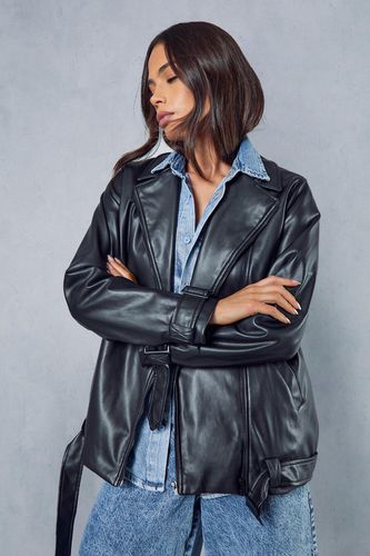 Womens Premium Leather Look Biker Jacket - - 10 - MISSPAP - Modalova
