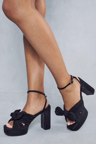Womens Premium Satin Plisse Bow Heels - - 3 - MISSPAP - Modalova