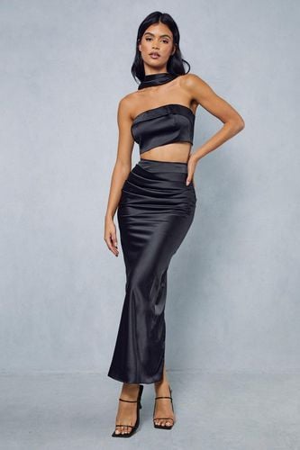 Womens Premium Satin Choker Neck Top And Maxi Skirt Co-rd - - 16 - MISSPAP - Modalova