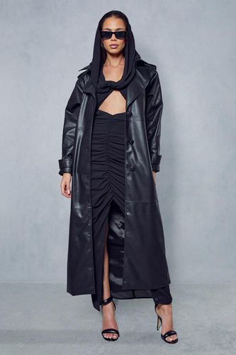 Womens Premium Longline Leather Look Trench - - 10 - MISSPAP - Modalova