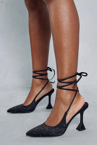 Womens Diamante Embellished Strappy Mid Heels - - 5 - MISSPAP - Modalova