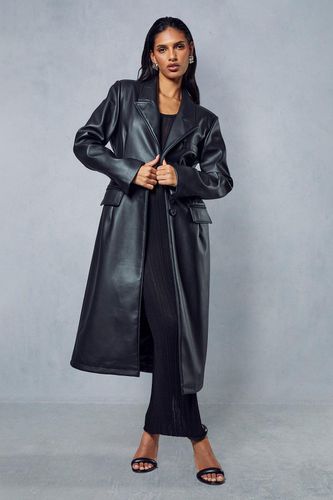Womens Premium Leather Look Longline Trench Coat - - 10 - MISSPAP - Modalova