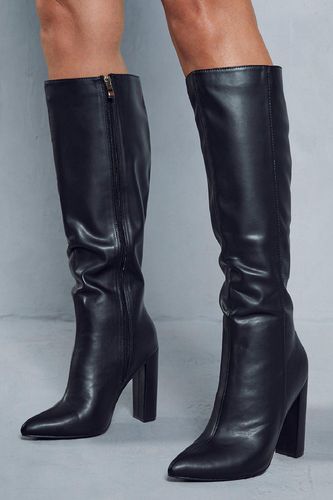 Womens Leather Look Block Heel Knee High Boots - - 8 - MISSPAP - Modalova