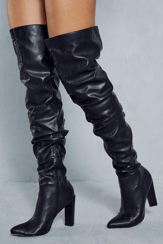 Womens Leather Look Ruched Over The Knee Boots - - 3 - MISSPAP - Modalova