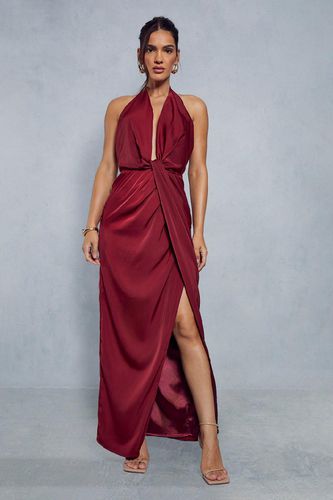 Womens Premium Satin Twist Detail Maxi Dress - - 12 - MISSPAP - Modalova