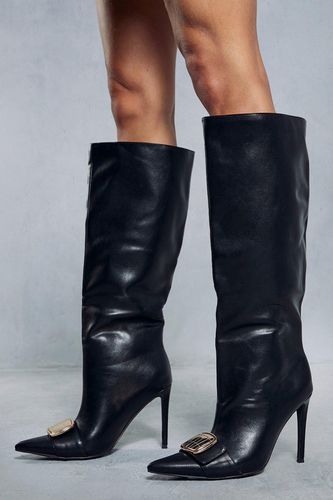 Womens Leather Look Knee High Buckle Boots - - 6 - MISSPAP - Modalova