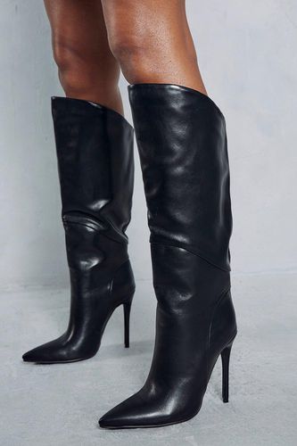 Womens Leather Look Dipped Knee High Boots - - 4 - MISSPAP - Modalova