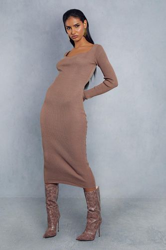 Womens Knitted Sweetheart Neckline Midi Dress - - M - MISSPAP - Modalova