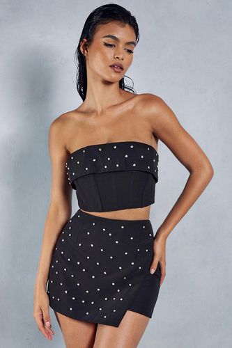 Womens Diamante Embellished Mini Skirt - - 10 - MISSPAP - Modalova