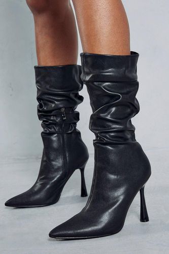 Womens Leather Look Ruched Ankle Boots - - 4 - MISSPAP - Modalova
