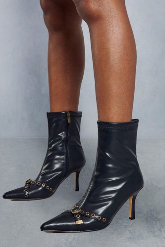Womens Buckle Detail Heeled Ankle Boots - - 4 - MISSPAP - Modalova