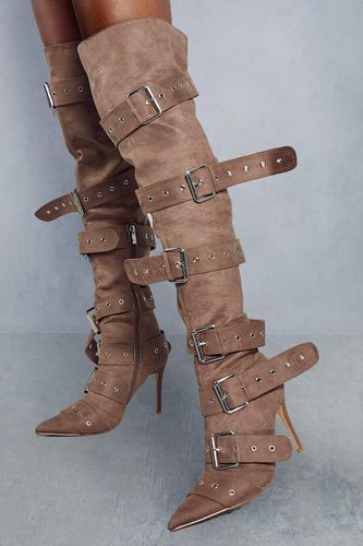 Womens Over The Knee Buckle Boots - - 5 - MISSPAP - Modalova
