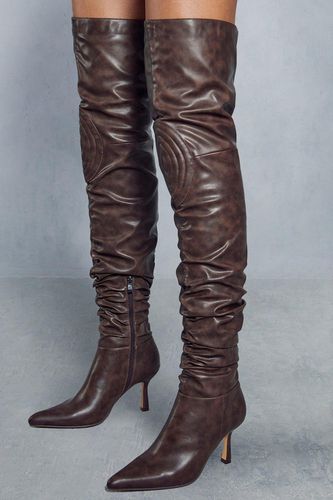 Womens Distressed Leather Look Knee Pad Boots - - 7 - MISSPAP - Modalova