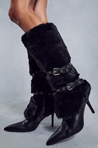 Womens Faux Fur Buckle Knee High Boots - - 6 - MISSPAP - Modalova
