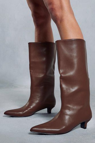 Womens Leather Look Low Heel Knee High Boots - - 3 - MISSPAP - Modalova