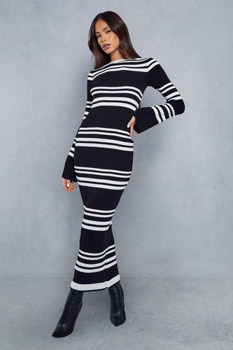 Womens Knitted Ribbed Stripe Maxi Dress - - M - MISSPAP - Modalova