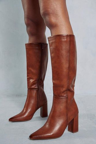Womens Leather Look Block Heel Knee High Boots - - 3 - MISSPAP - Modalova