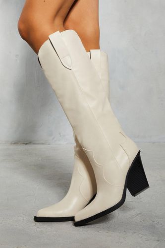 Womens Leather Look Knee High Cowboy Boots - - 8 - MISSPAP - Modalova