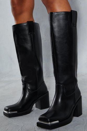 Womens Metal Square Toe Block Heel Boots - - 5 - MISSPAP - Modalova
