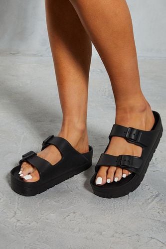 Womens Leather Look Double Buckle Sandals - - 3 - MISSPAP - Modalova