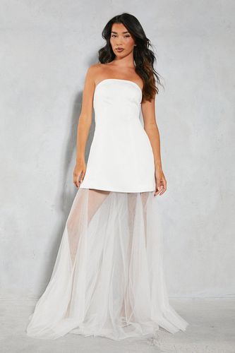 Womens Premium Satin Detachable Tulle Skirt Bandeau Maxi Dress - - 8 - MISSPAP - Modalova