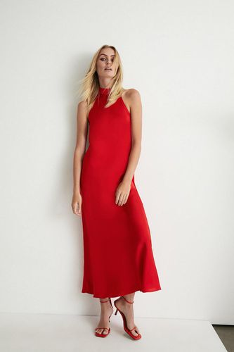 Womens Satin Halter Neck Backless Slip Dress - - 12 - Warehouse - Modalova
