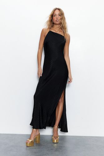 Womens Jacquard Asymmetric Midi Slip Dress - - 10 - Warehouse - Modalova