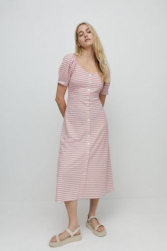 Womens Stripe Pique Sweetheart Neck Midi Dress - - 10 - Warehouse - Modalova
