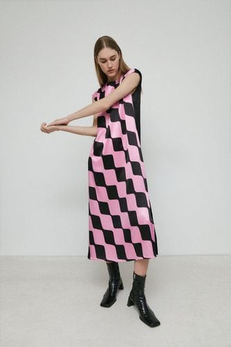 Womens Satin Colour Block Column Midi Dress In Print - - 12 - Warehouse - Modalova
