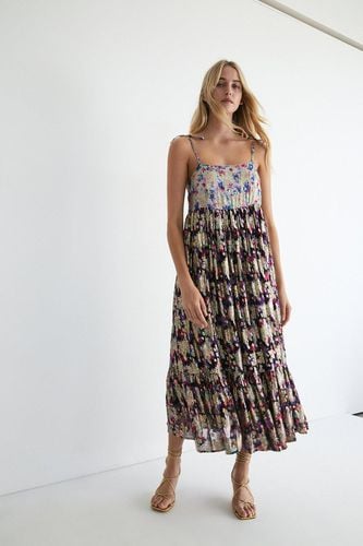 Womens Petite Sparkle Jacquard Tie Neck Cami Dress - - 10 - Warehouse - Modalova
