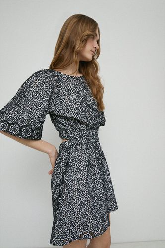 Womens Lace Puff Sleeve Mini Dress - - 10 - Warehouse - Modalova