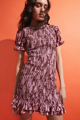 Womens Shirred Mini Dress In Print - - 14 - Warehouse - Modalova