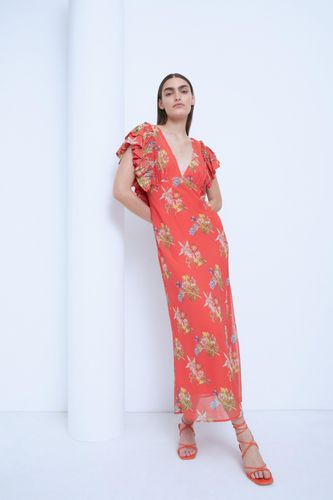 Womens WH x The British Museum: The Charles Rennie Mackintosh Collection Ruffle Maxi Dress In Floral - - 10 - Warehouse - Modalova