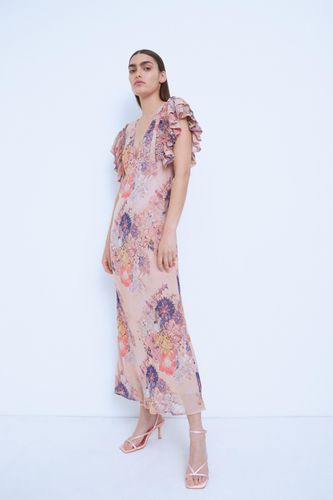 Womens WH x The British Museum: The Charles Rennie Mackintosh Collection Ruffle Maxi Dress In Floral - - 10 - Warehouse - Modalova