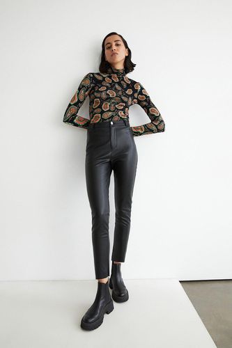 Womens Faux Leather Skinny 5 Pocket Trousers - - 16 - Warehouse - Modalova