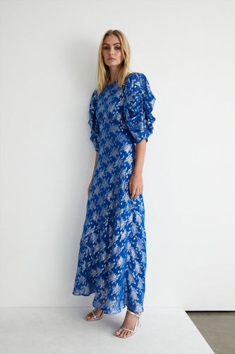 Womens Sparkle Jacquard Midi Dress - - 8 - Warehouse - Modalova