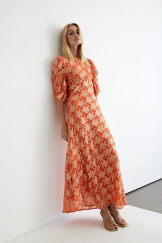 Womens Petite Sparkle Jacquard Midi Dress - - 10 - Warehouse - Modalova