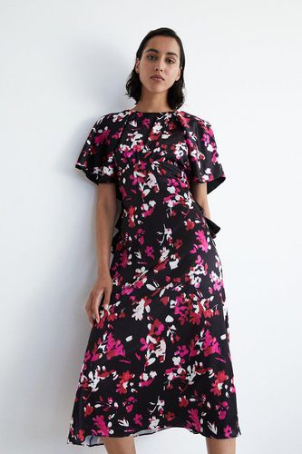 Womens Floral Ruffle Midi Dress - - 10 - Warehouse - Modalova