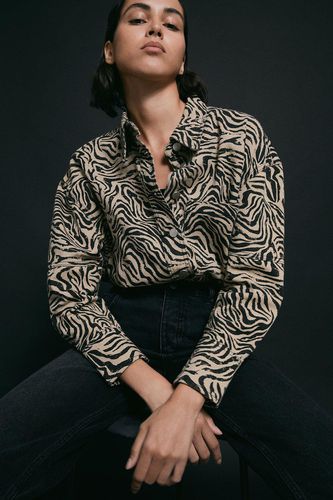 Womens Zebra Print Denim Oversized Shirt - - 10 - Warehouse - Modalova