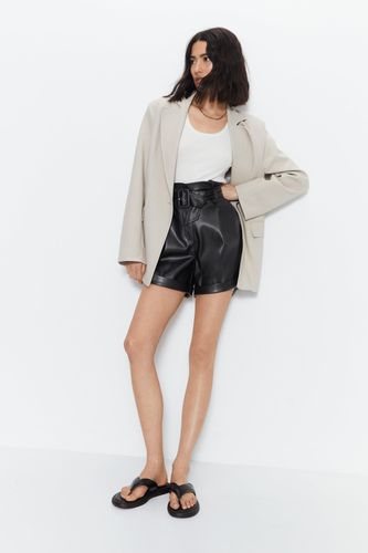 Womens Belted Faux Leather High Waisted Short - - 16 - Warehouse - Modalova