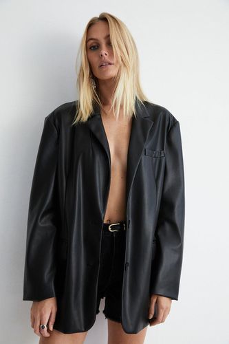 Womens Faux Leather Oversized Blazer - - 12 - Warehouse - Modalova