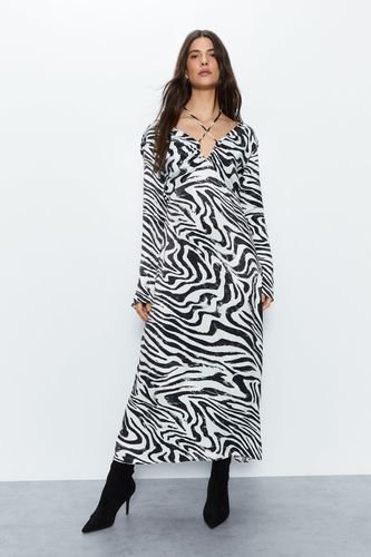 Womens Animal Satin Maxi Dress - - 10 - Warehouse - Modalova