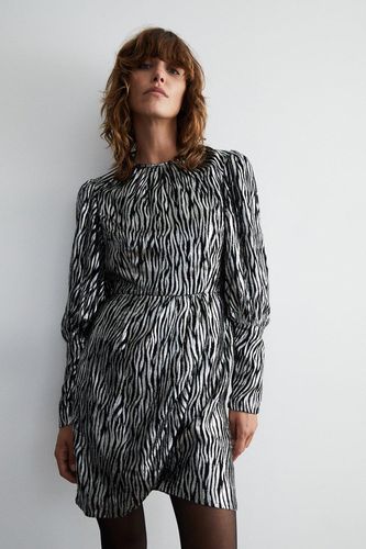 Womens Sparkle Animal Jacquard Wrap Mini Dress - - 12 - Warehouse - Modalova